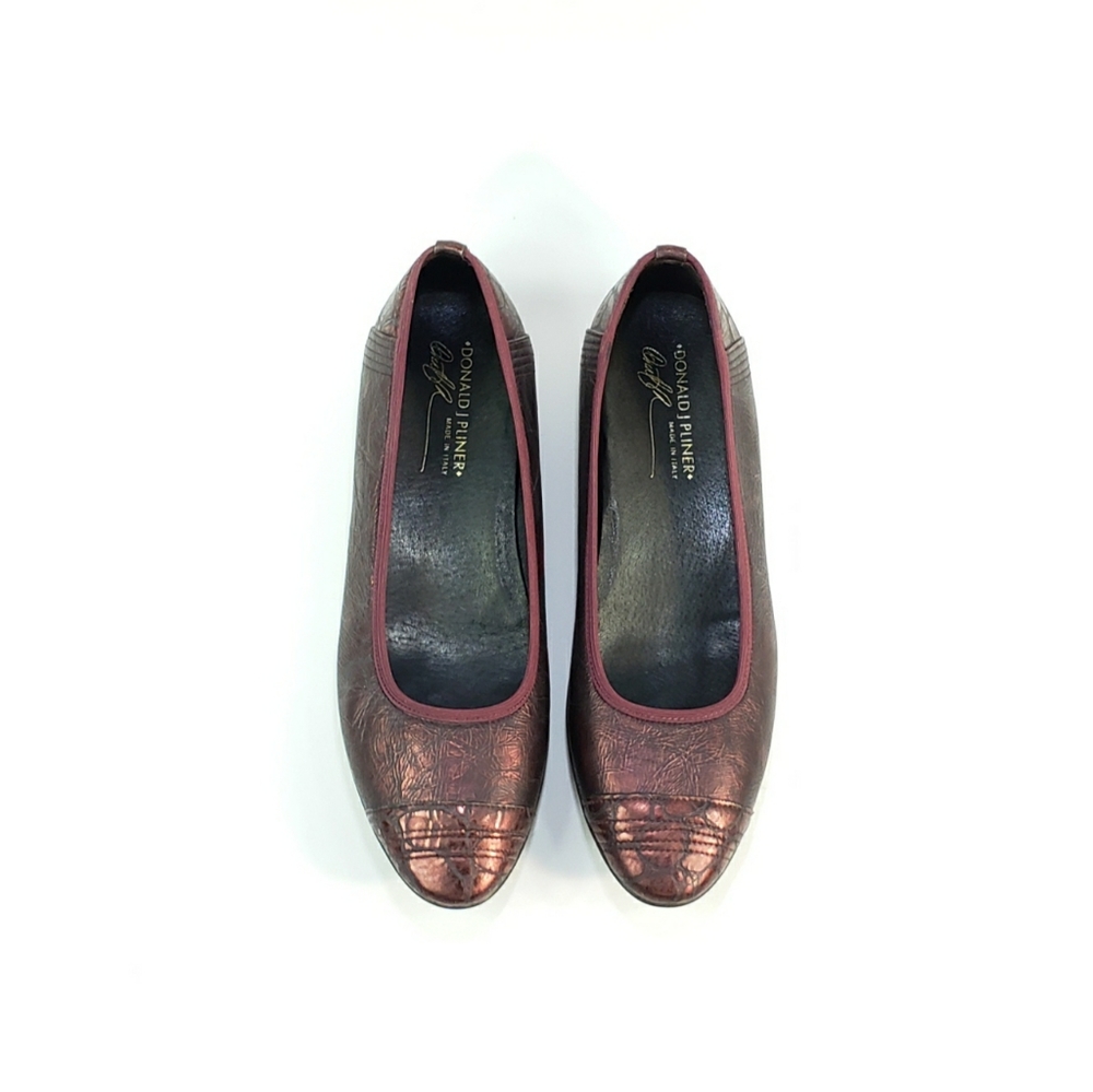 Donald Pliner Ballet Flats Loafers Cap Toe Burgund